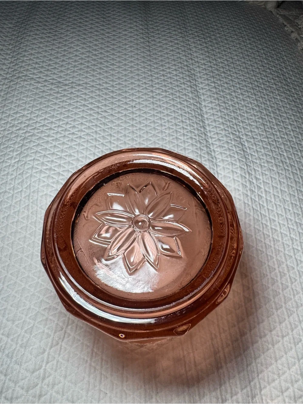 Vintage Tiara Indiana Glass Sandwich Pink LARGE Canister Jar w/ Lid Floral